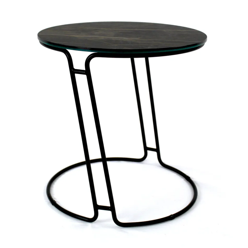 Couchtisch aus Porzellan-Grès und rundem Sockel, hergestellt in Italien – Tullia Viadurini