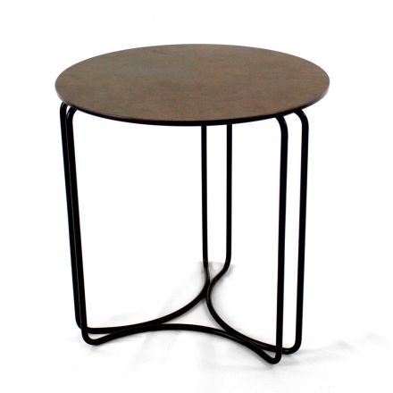 Couchtisch aus rundem Steingut und Sockel mit 3 Halbmonden, hergestellt in Italien – Arepa Viadurini