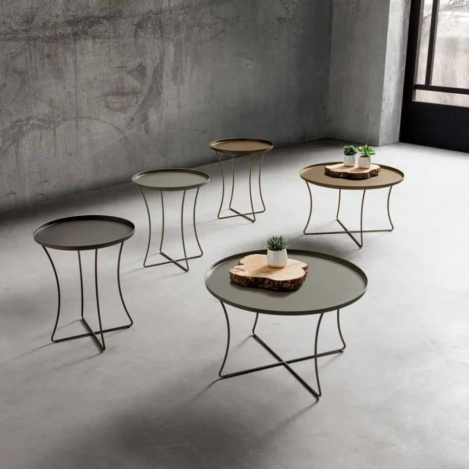 Metall Couchtisch mit Behälter Tablett Made in Italy - Numbo Viadurini