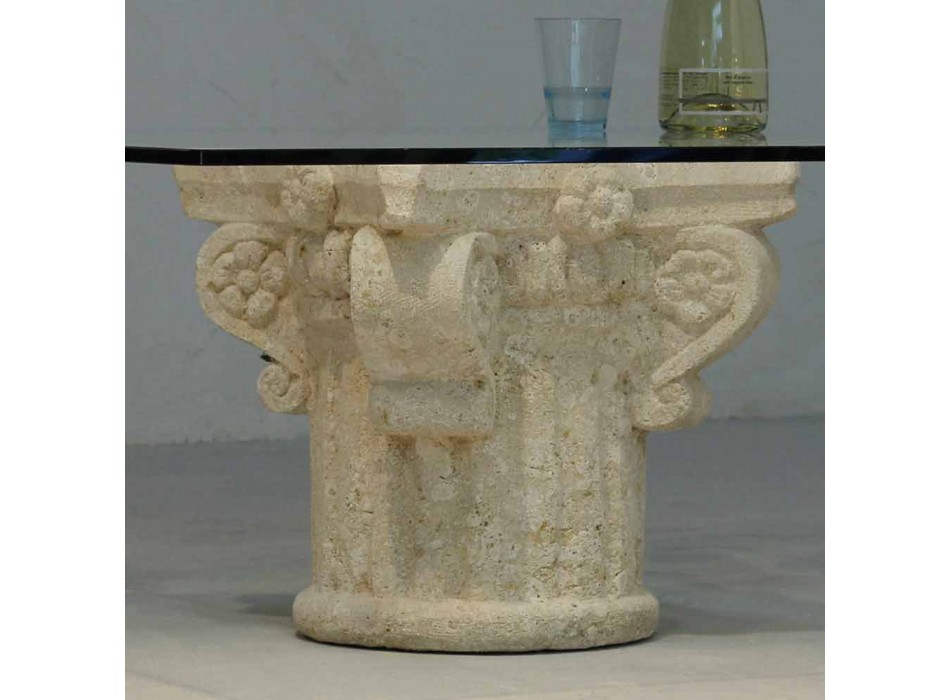 Kaffeetisch mit Stein und Glas Wohnzimmer mit einem klassischen Design Balos Viadurini