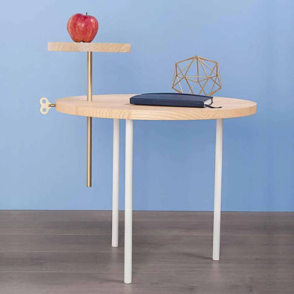 Moderner Couchtisch mit runder Eschenplatte Made in Italy - Velino Viadurini