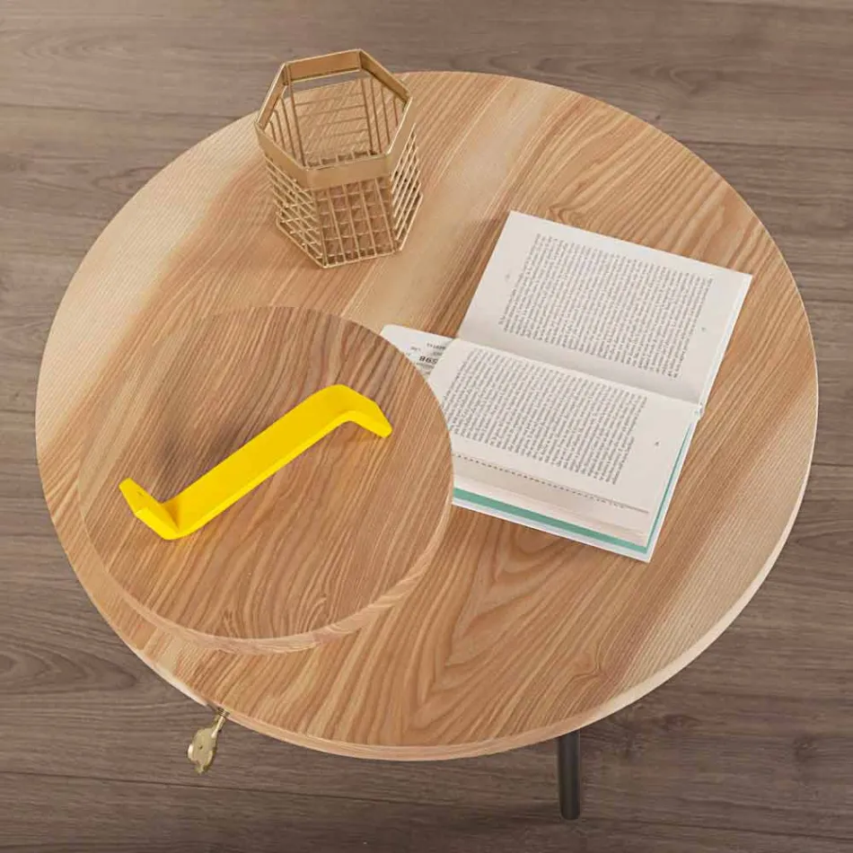 Moderner Couchtisch mit runder Eschenplatte Made in Italy - Velino Viadurini