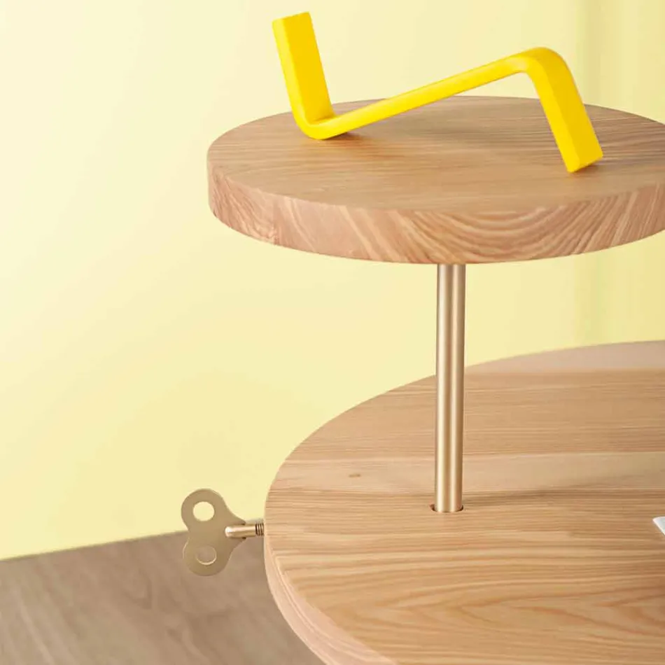 Moderner Couchtisch mit runder Eschenplatte Made in Italy - Velino Viadurini