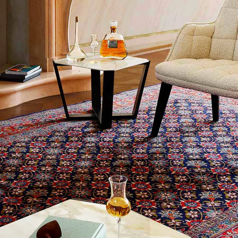 Moderner Couchtisch aus Gres und Buchenholz Made in Italy - Titanic Viadurini