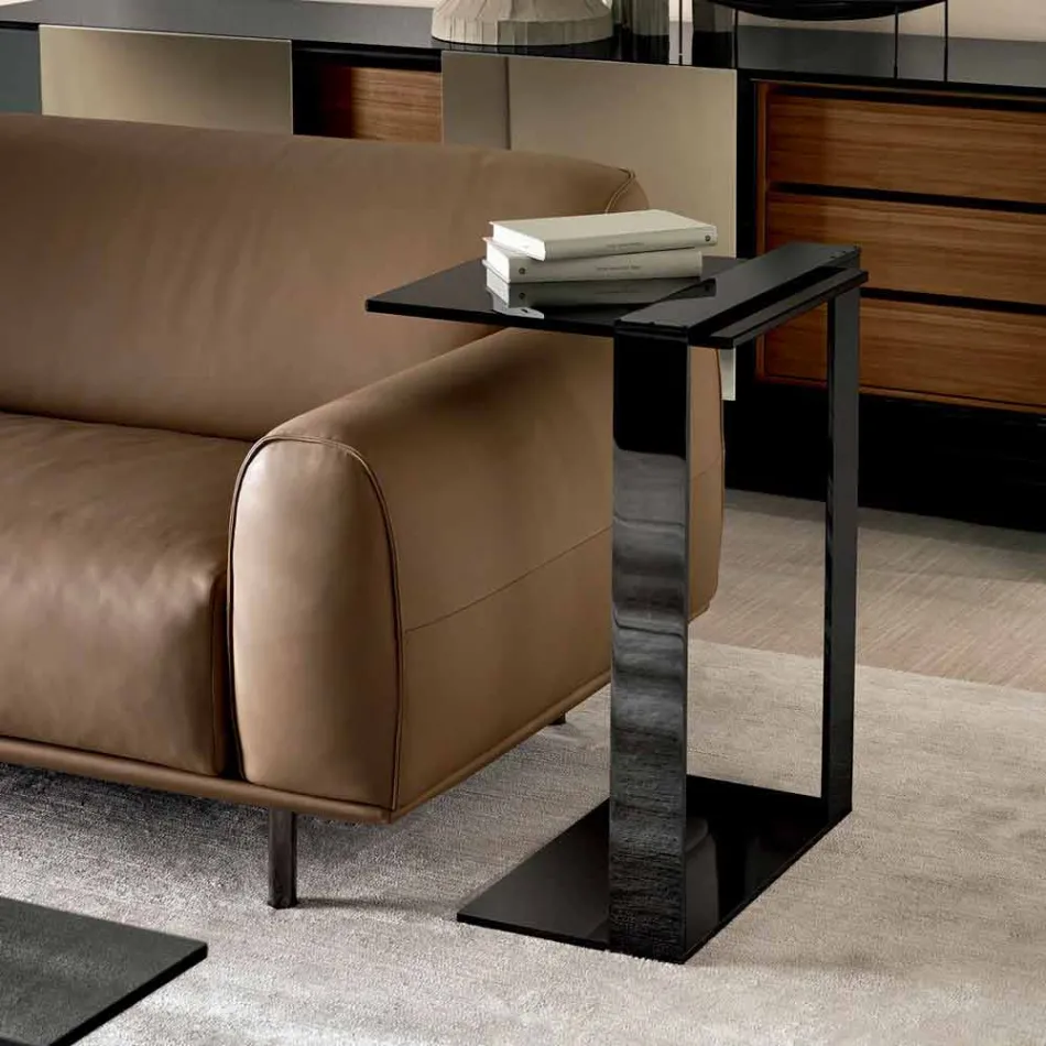 Moderner Couchtisch aus Metall und geräuchertem oder klarem Glas Made in Italy - Teilor Viadurini