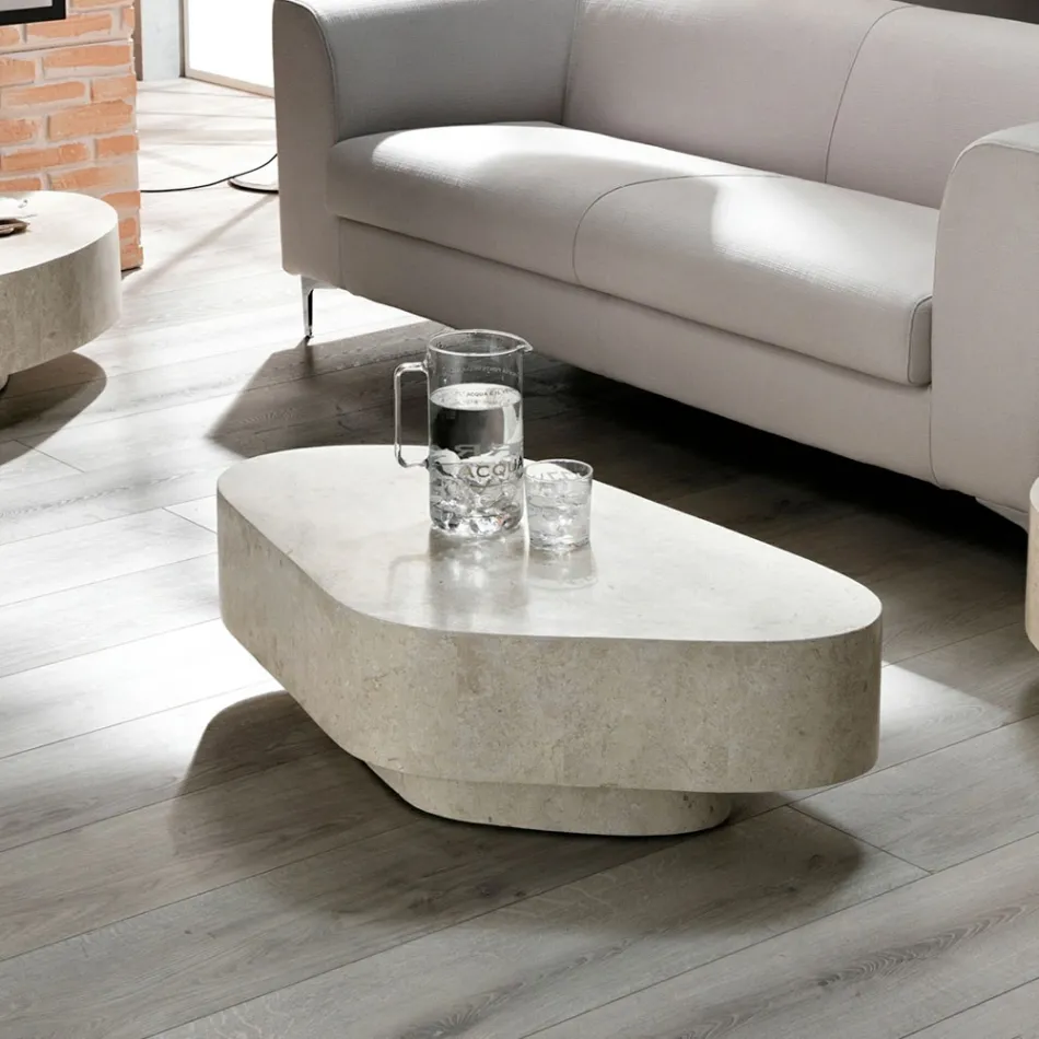 Moderner Couchtisch in Fossilsteinform – Bowie Viadurini