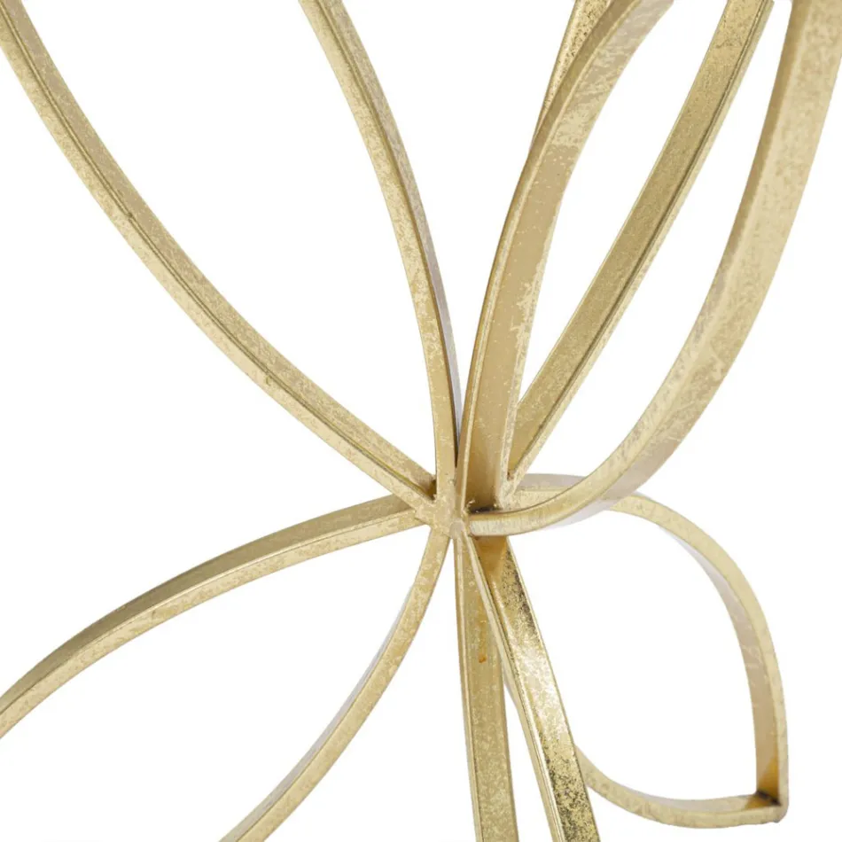 Goldfarbener Couchtisch aus Eisen mit runder Spiegelplatte - Umari Viadurini