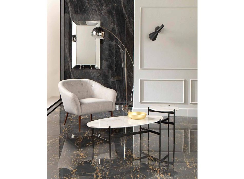 Ovaler Wohnzimmertisch in modernem Design mit Keramikplatte - Donatella Viadurini