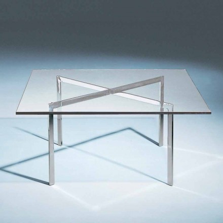 Quadratischer Couchtisch aus gehärtetem Glas Made in Italy - Madrid Viadurini