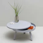 Runder Design-Couchtisch aus Massivholz und Metall - Salerno Viadurini