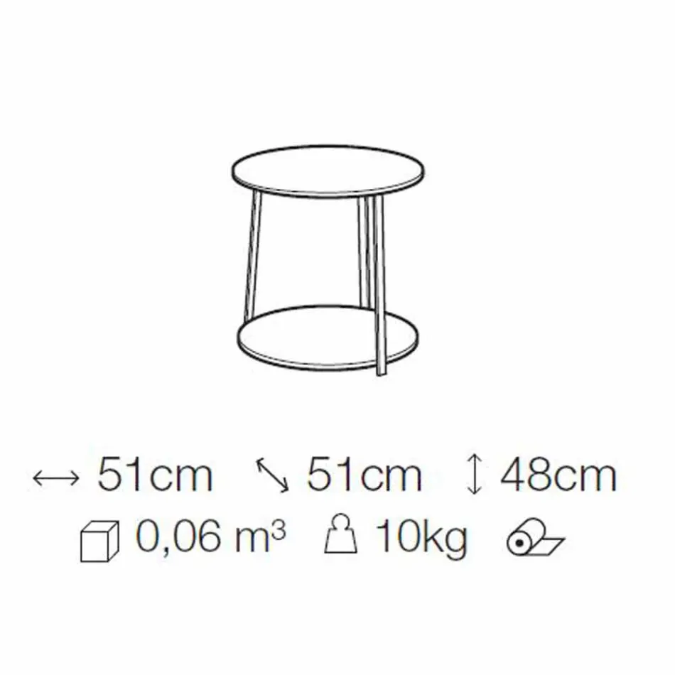 Runder Couchtisch in Mdf mit Metallstruktur Made in Italy - Aloe Viadurini