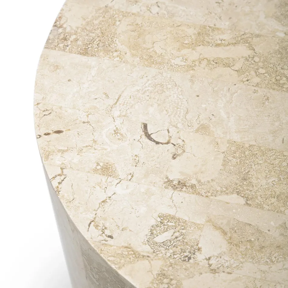 Moderner runder Couchtisch aus Fossil Stone – Vermont Viadurini