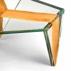 Geformter Couchtisch aus Glas und Holz Made in Italy - Mumbai Viadurini