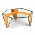 Geformter Couchtisch aus Glas und Holz Made in Italy - Mumbai Viadurini