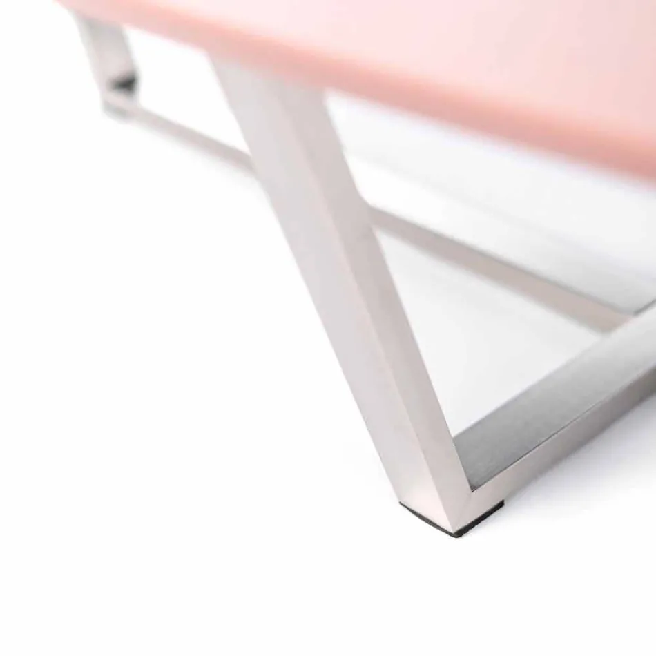 Moderner Loungetisch aus MDF und Chrom - Pimpa Viadurini