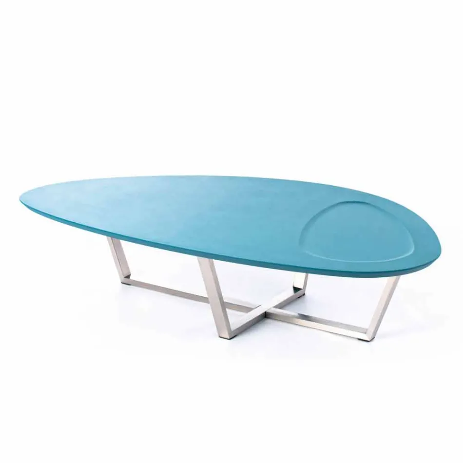 Moderner Loungetisch aus MDF und Chrom - Pimpa Viadurini