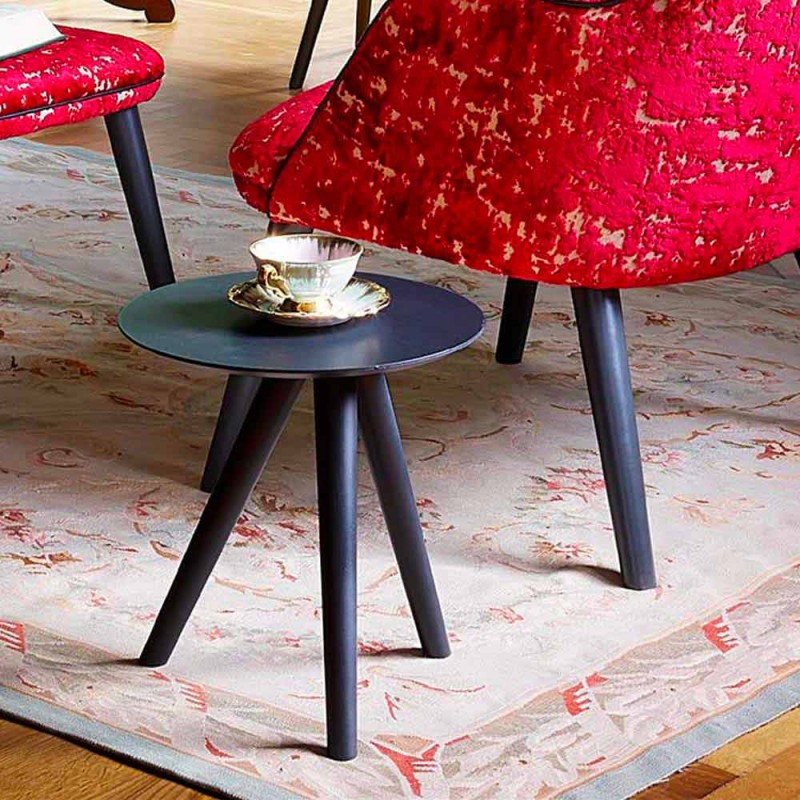 Moderner Couchtisch mit runder Holzplatte Made in Italy