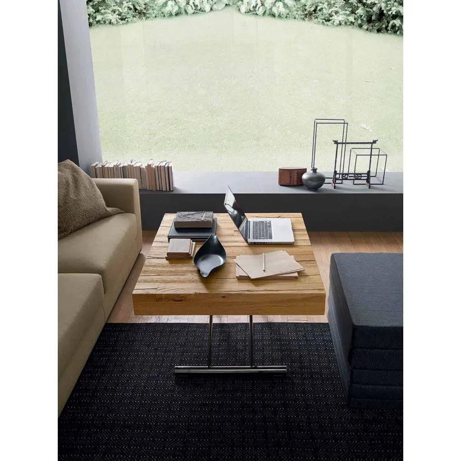 Transformierbarer Couchtisch aus Massivholz Made in Italy - Trabucco Viadurini