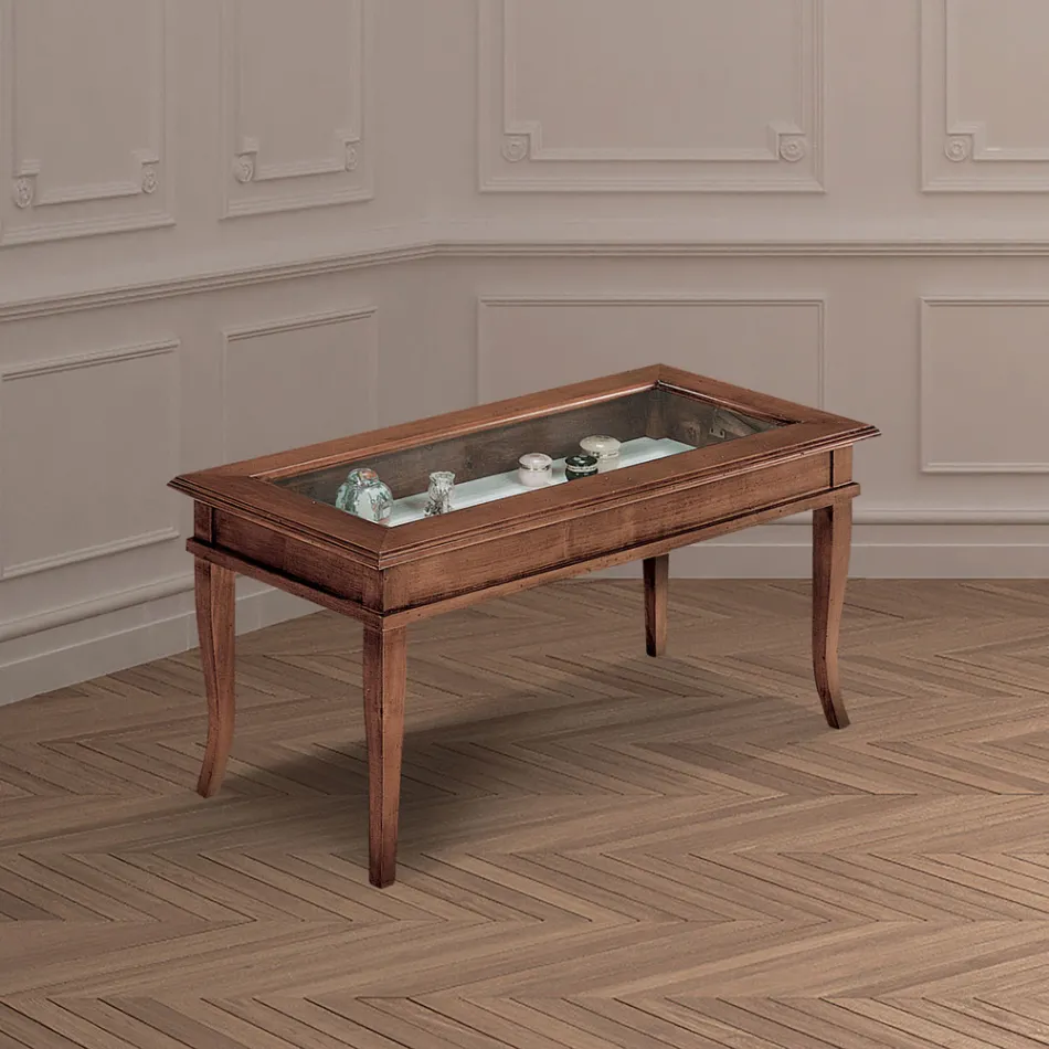 Wohnzimmer-Couchtisch mit Glas-Pinnwand, hergestellt in Italien – Demetra Viadurini