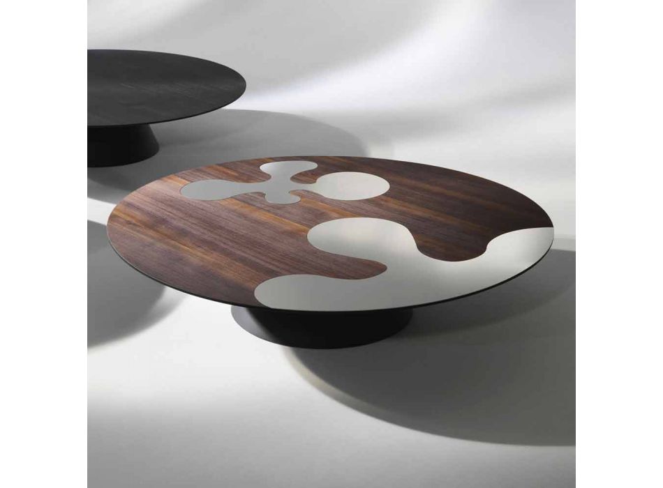 Tabelle modernes Design aus Lärchenholz mit Stahleinlagen Giglio Viadurini