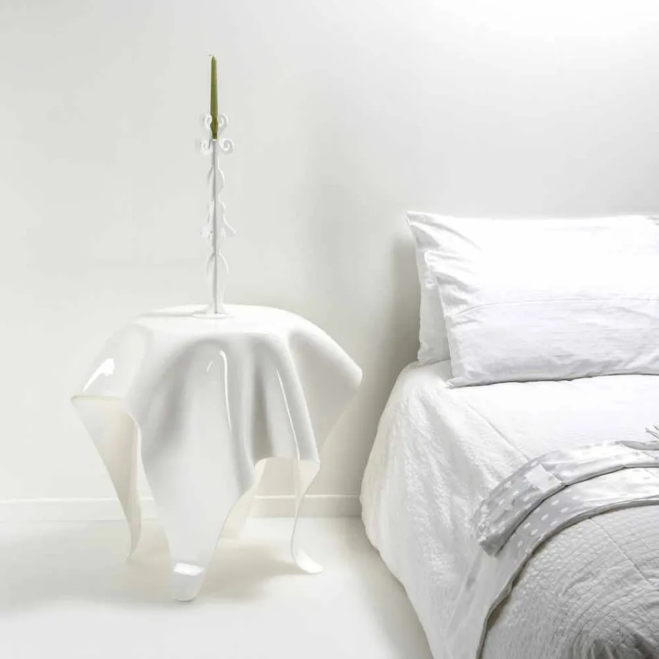 Moderner Beistelltisch aus weißem Plexiglas Otto, made in Italy Viadurini