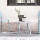 Runder Outdoor-Couchtisch aus HPL mit Metallfuß Made in Italy - Makino Viadurini