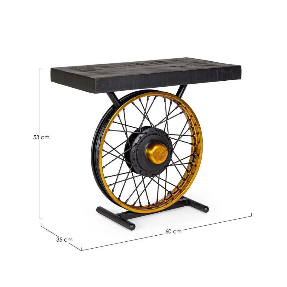 Handgefertigter und industrieller Couchtisch aus Stahl und Mangoholz - Corvino Viadurini