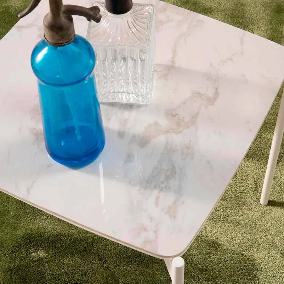 Quadratischer Couchtisch aus Keramik und Metall im modernen Design - Porcupine Viadurini