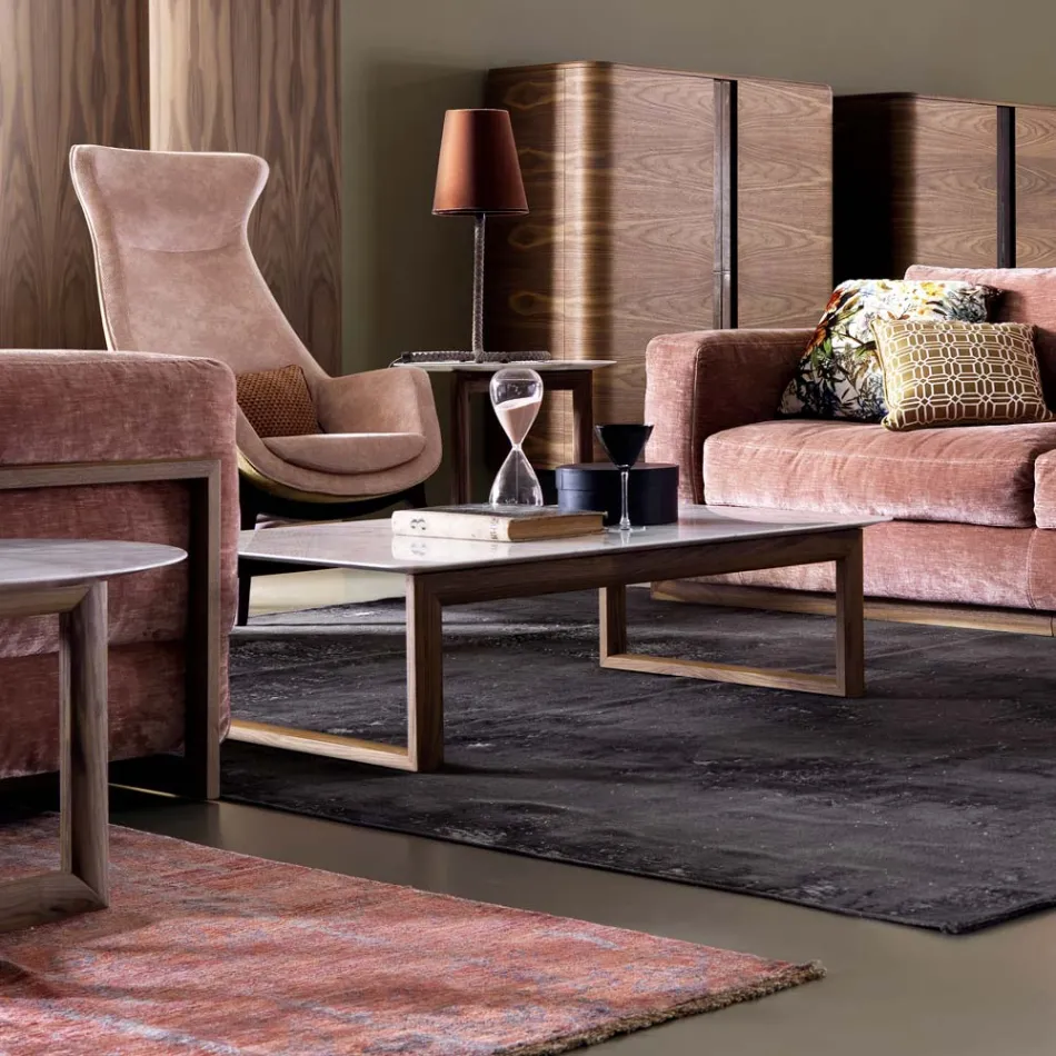 Design Couchtisch aus Massivholz und Marmor Grilli York in Italien hergestellt  Viadurini