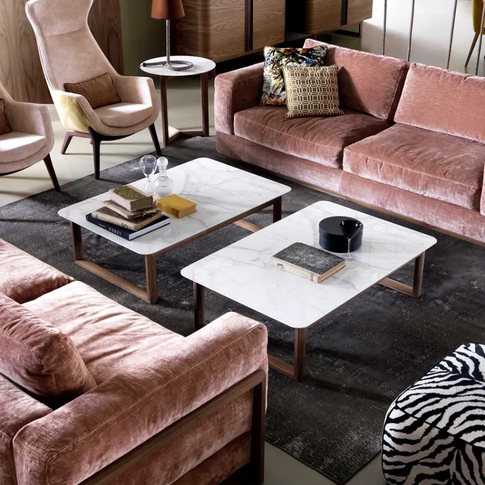 Design Couchtisch aus Massivholz und Marmor Grilli York in Italien hergestellt  Viadurini