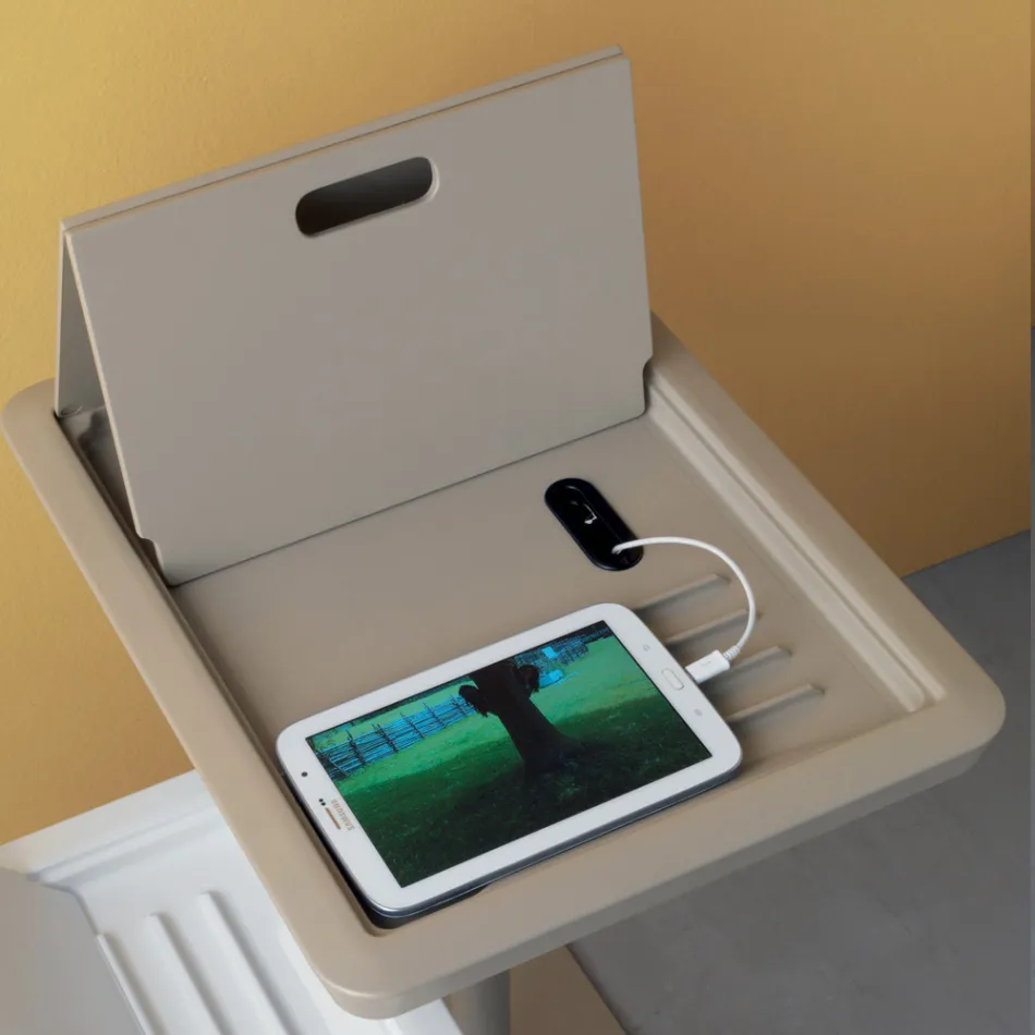 Sofa-Beistelltisch Metall und PVC höhenverstellbar für Tablet - Tekniko Viadurini