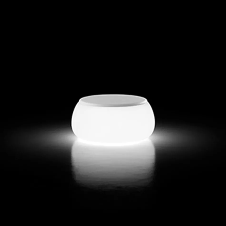 Heller runder Garten-Couchtisch aus Polyethylen Made in Italy - Tibaldo Viadurini