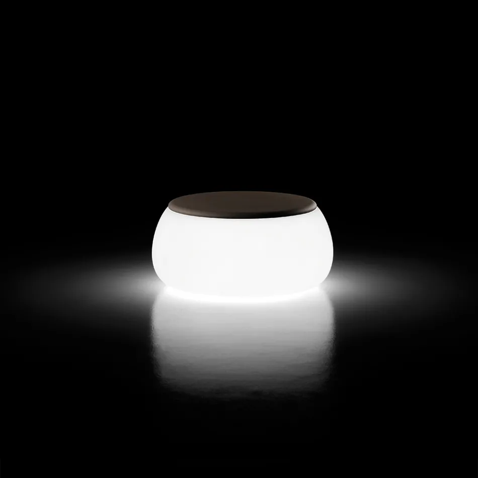 Heller runder Garten-Couchtisch aus Polyethylen Made in Italy - Tibaldo Viadurini