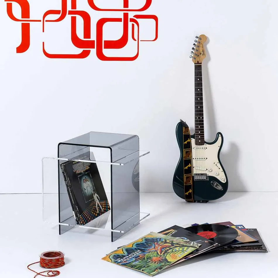 Moderner Tisch mit 3 geräucherten und transparenten Regalen Gosto made in Italy Viadurini