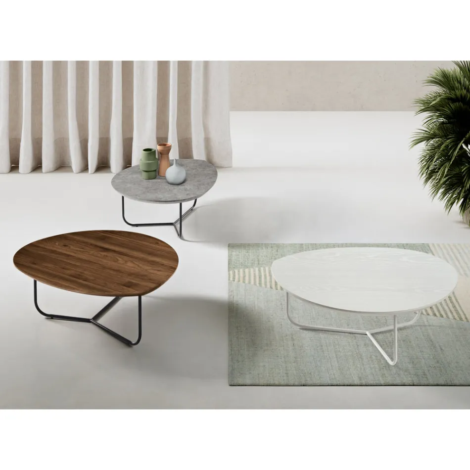 Relia – Moderner Couchtisch aus MDF und lackiertem Metall in verschiedenen Ausführungen Viadurini