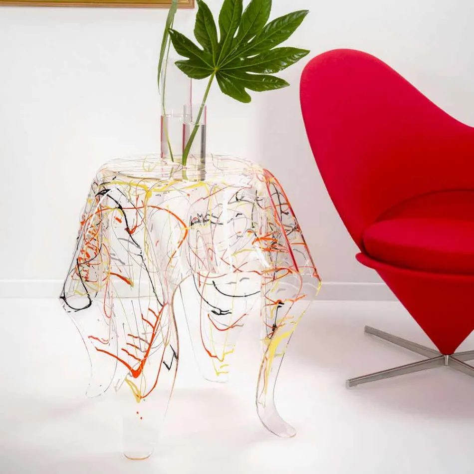 Moderner Plexiglas-Multicolor-Couchtisch aus Metall, Otto Viadurini