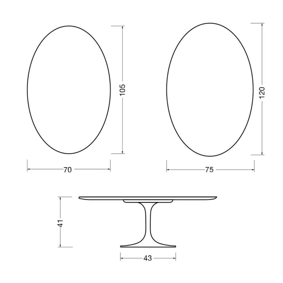 Saarinen Tulip Ovaler Couchtisch H 41 cm in Hochglanzweiß Florim Keramik - Scharlachrot Viadurini