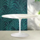 Saarinen Tulip Ovaler Couchtisch H 41 cm in glänzendem Calacatta Gold Florim Keramik - Scharlachrot Viadurini