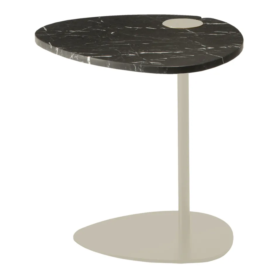 Couchtisch für Wohnzimmer aus Metall und Marquinia-Marmor, Luxusdesign - Yassine Viadurini