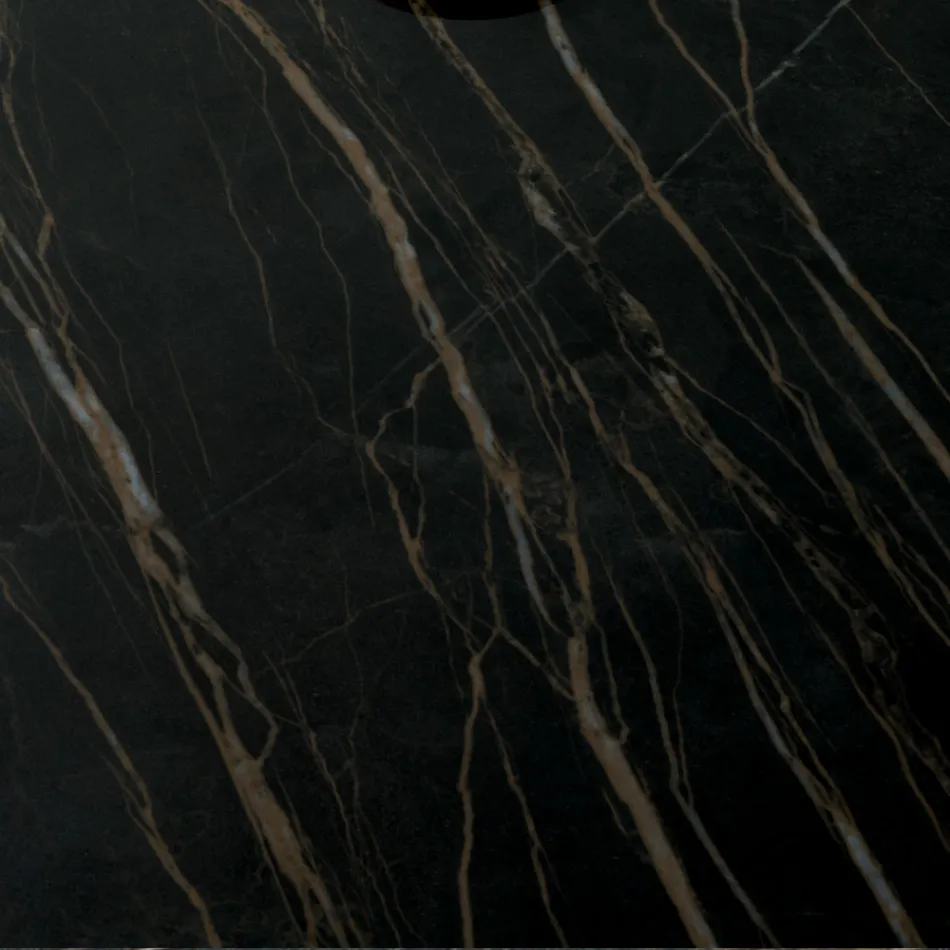 Runder Couchtisch für Wohnzimmer Metall und Keramiksockel Oapca - Shanghai Viadurini