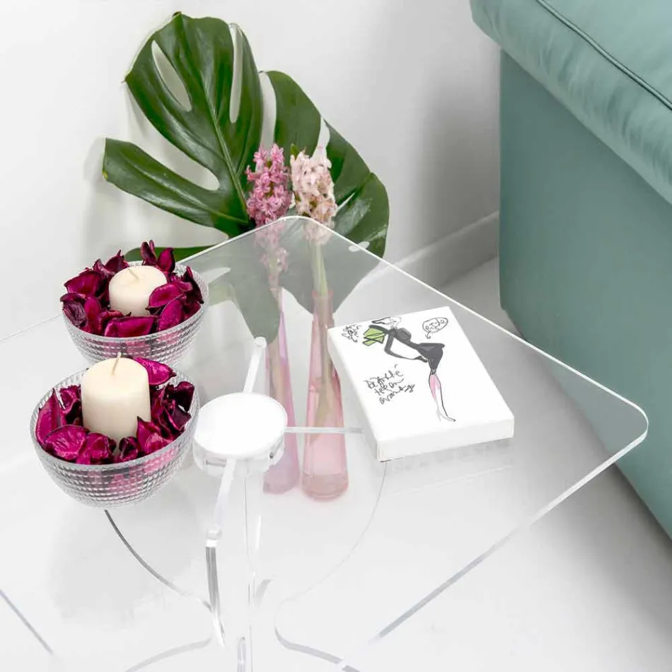 Quadratischer Design-Couchtisch aus transparentem PMMA Laives Viadurini