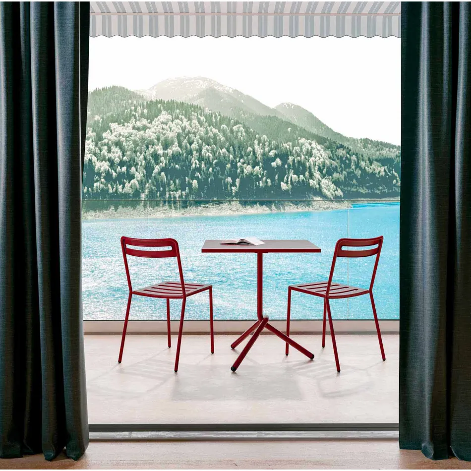 Quadratischer Metall- und Blech-Außentisch Made in Italy - Barnabas Viadurini