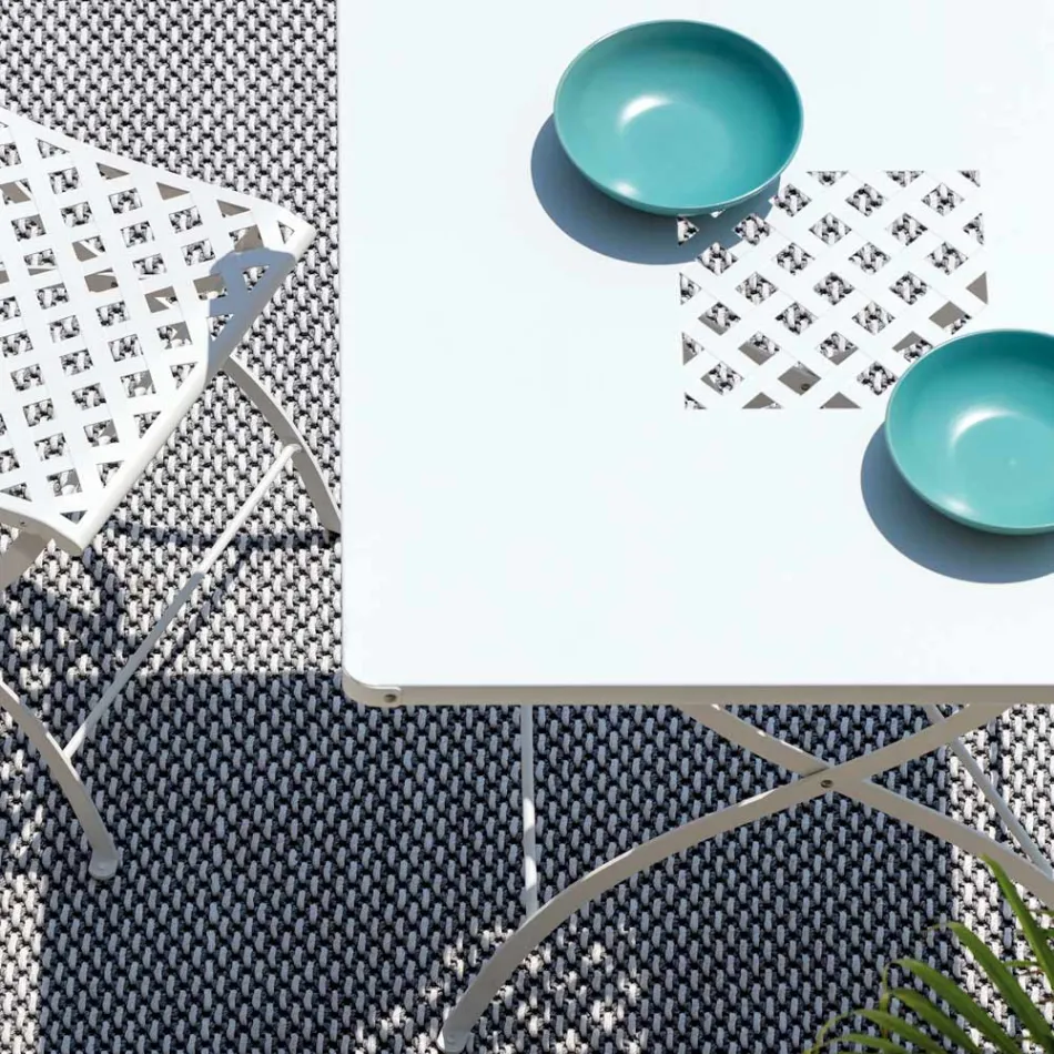 Quadratischer Klapptisch für den Außenbereich aus verzinktem Stahl Made in Italy - Selvaggia Viadurini