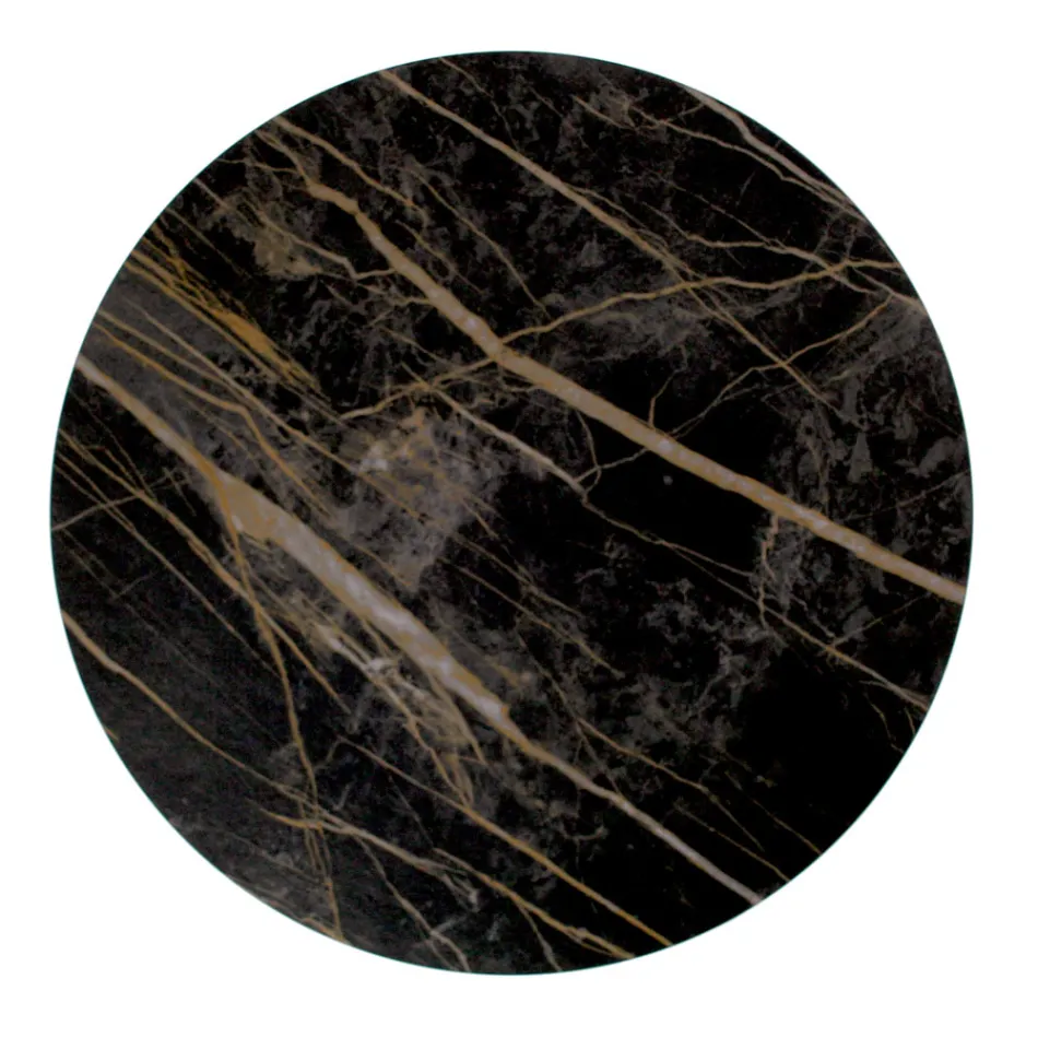 Runder Couchtisch mit Stahlgestell und Steinzeugplatte, hergestellt in Italien – Alisea Viadurini