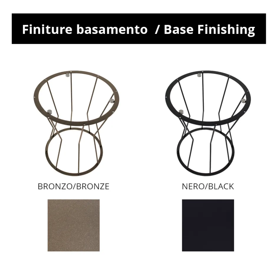 Runder Couchtisch mit Stahlgestell und Steinzeugplatte, hergestellt in Italien – Alisea Viadurini