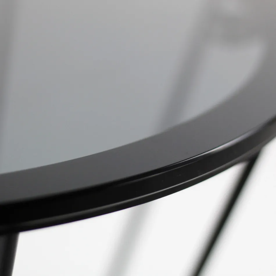 Runder Couchtisch mit Stahlfuß und Glasplatte, hergestellt in Italien – Alisea Viadurini