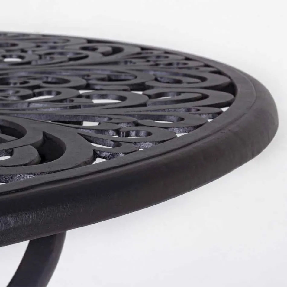 Runder Couchtisch für den Außenbereich in mattem Anthrazit-Finish aus Aluminium - Sayra Viadurini