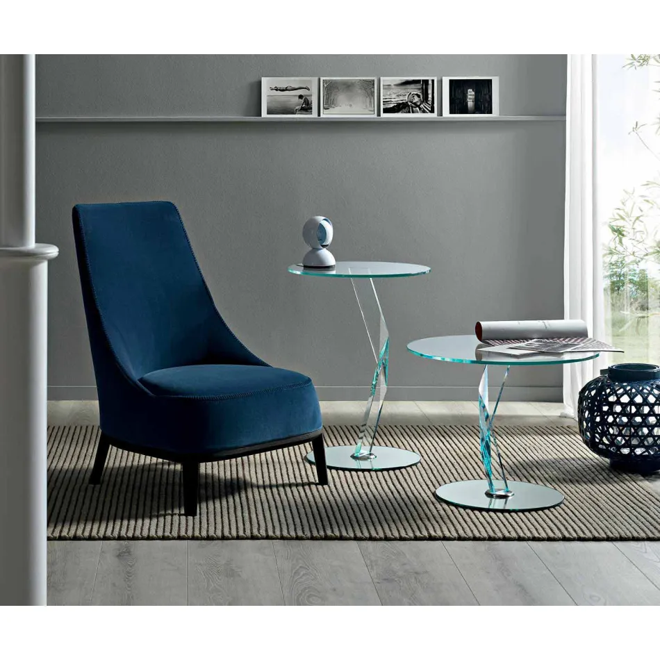 Runder Couchtisch aus extra klarem Glas made in Italy - Akka Viadurini