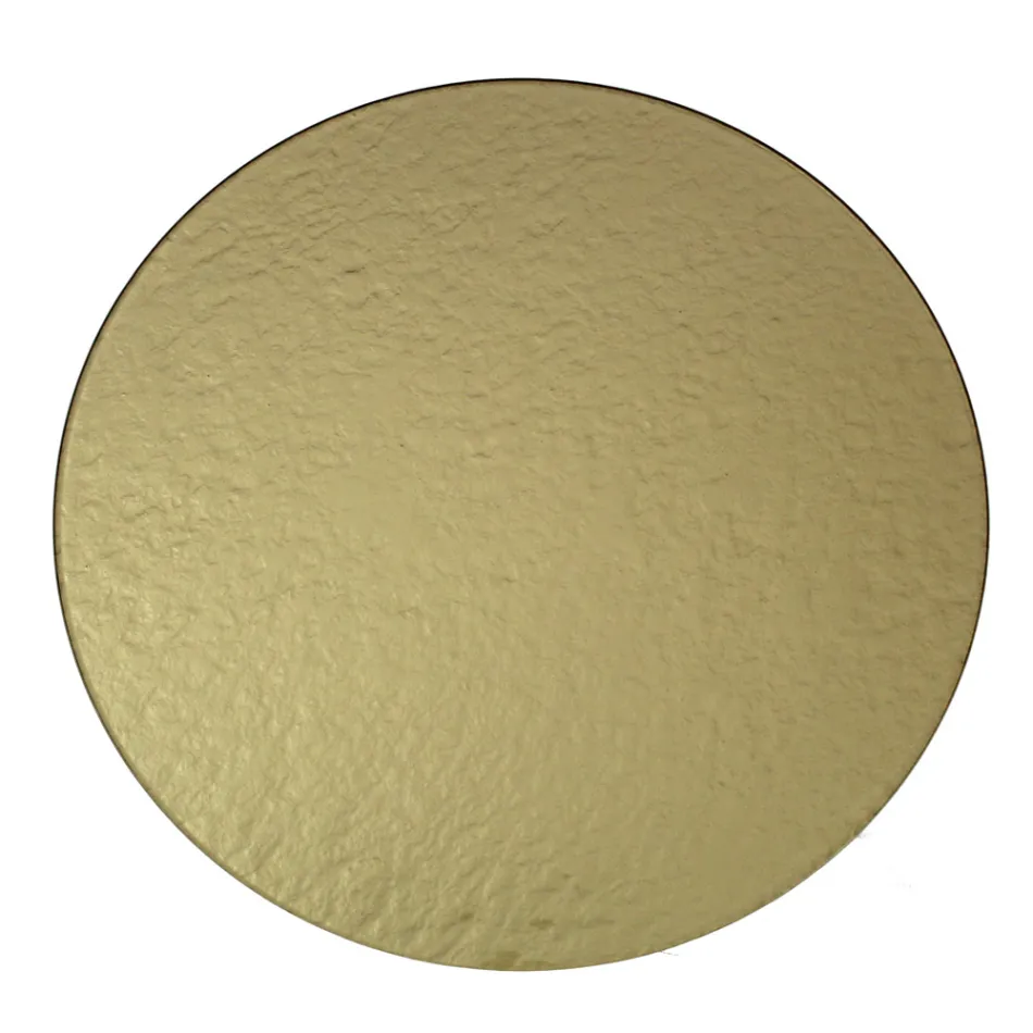 Runder Couchtisch aus Glas mit 3-halbmondförmigem Fuß, hergestellt in Italien – Arepa Viadurini