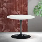 Saarinen Tulip runder Couchtisch H 41 cm in Mattweiß Florim Keramik - Scharlachrot Viadurini